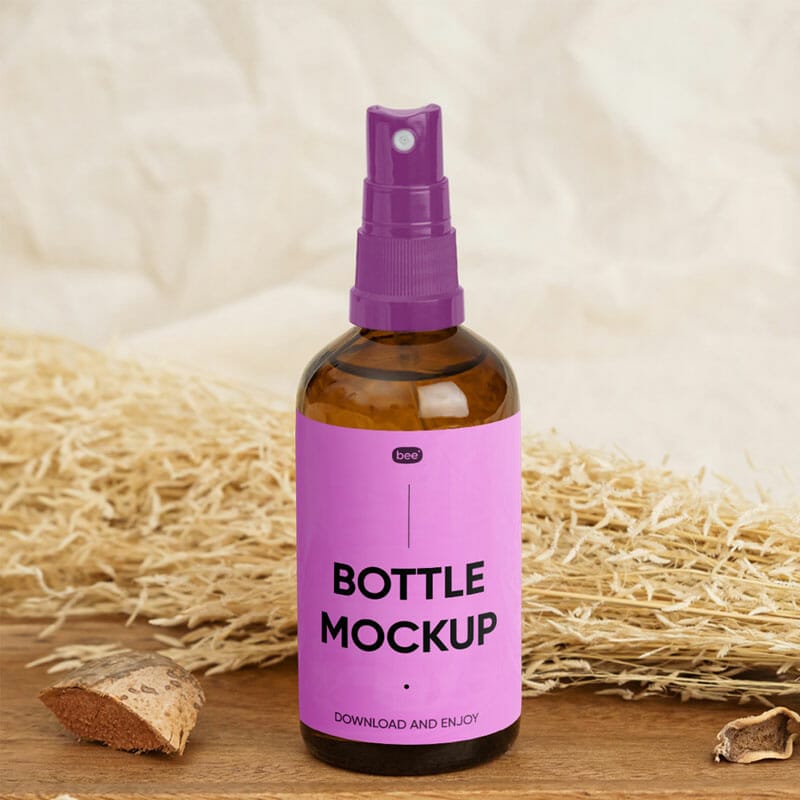 Free Standing Small Spray Bottle Mockup PSD