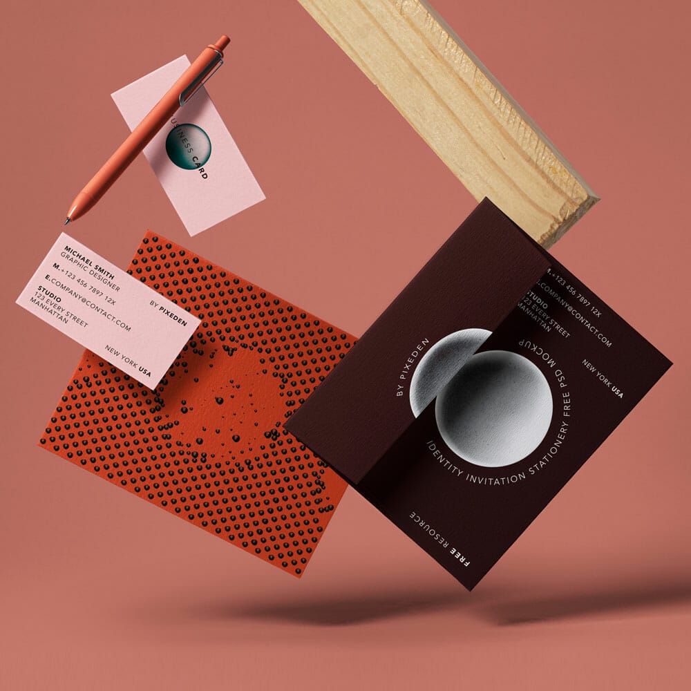 Free Stationery Invitation PSD Mockup Set