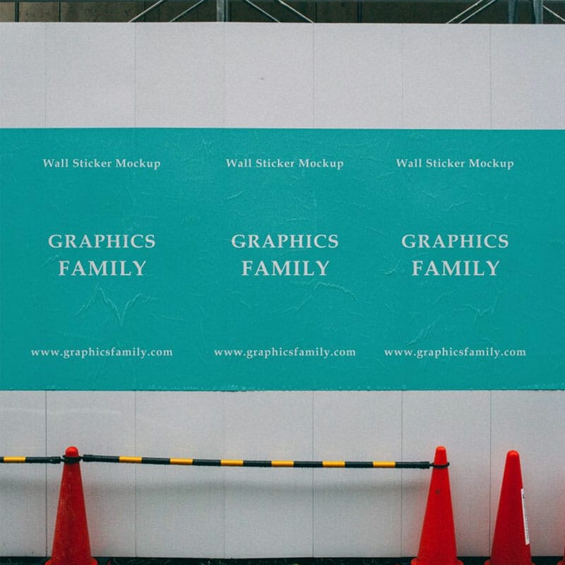 Free Street Wall Sticker Mockup PSD