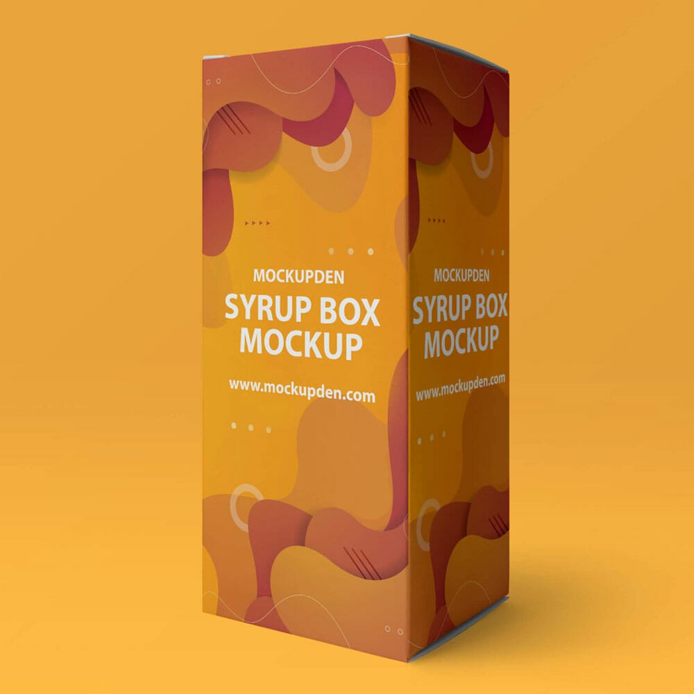 Free Syrup Box Packaging Mockup PSD Template