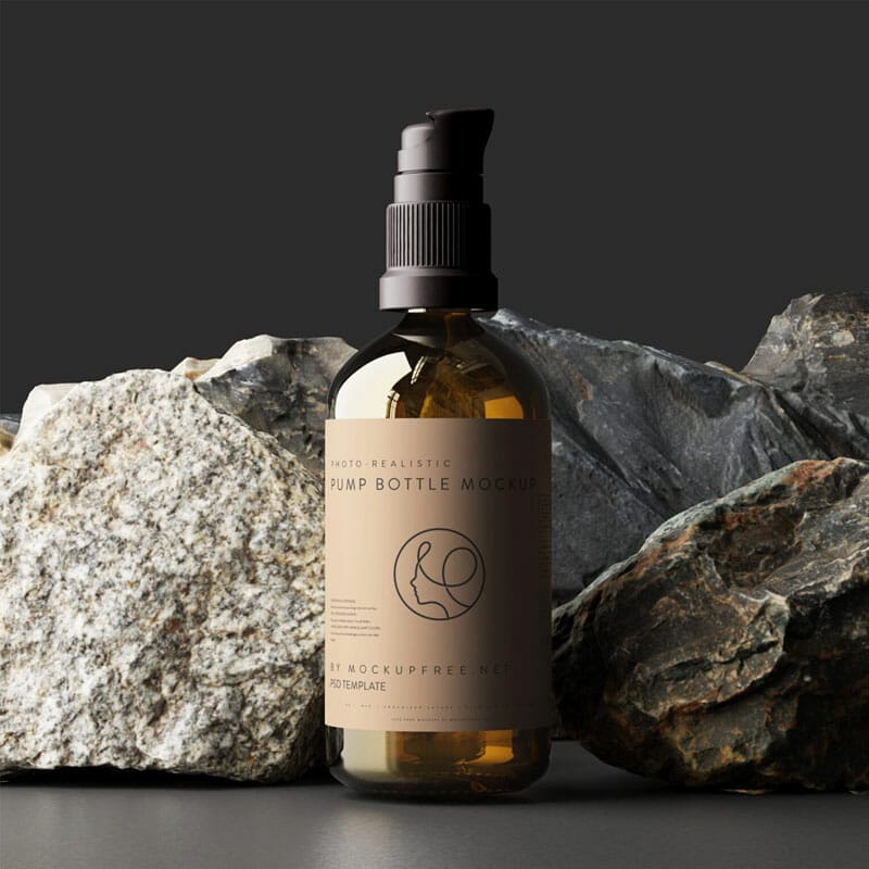 Free Treatment Pump Bottle Mockup PSD