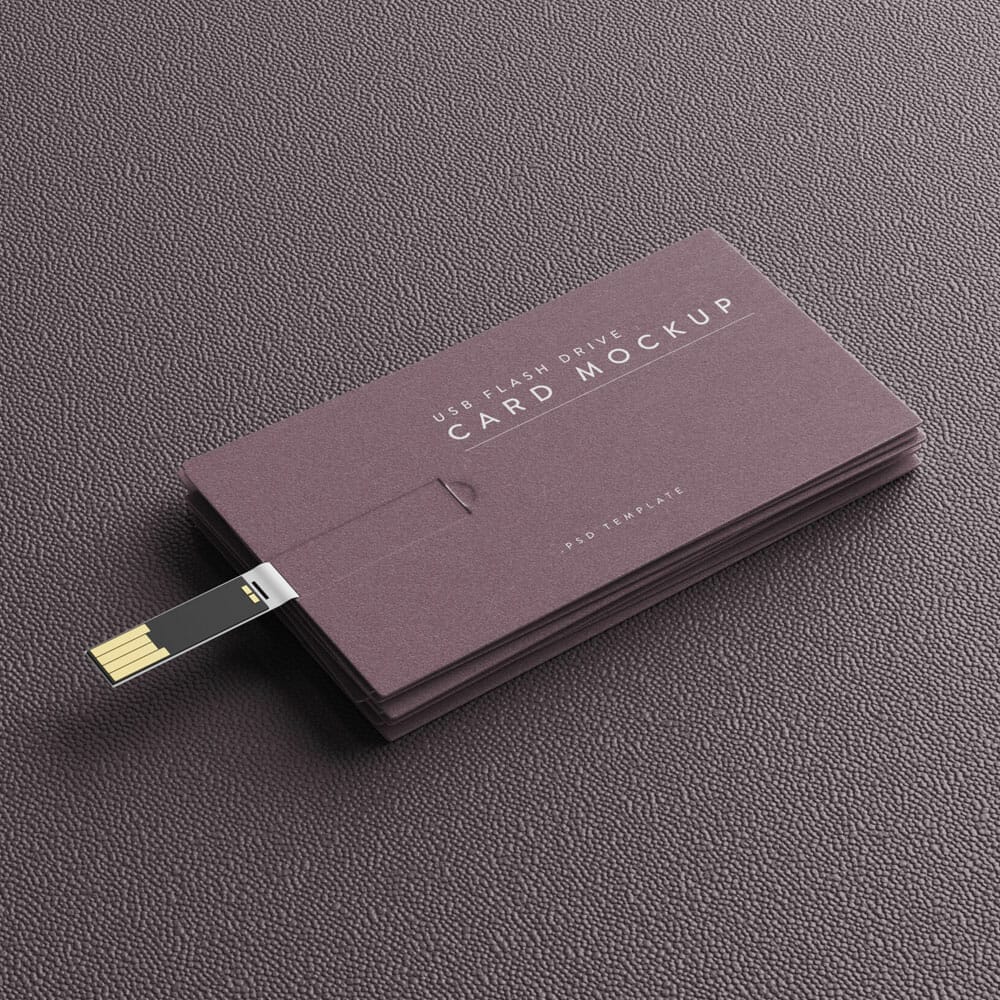 Free USB Flash Drive Business Card Mockup PSD