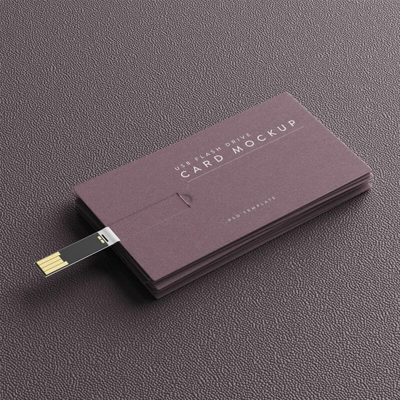 Free USB Flash Drive Business Card Mockup PSD