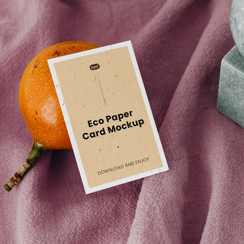 Free Vertical Card With Orange Mockup PSD