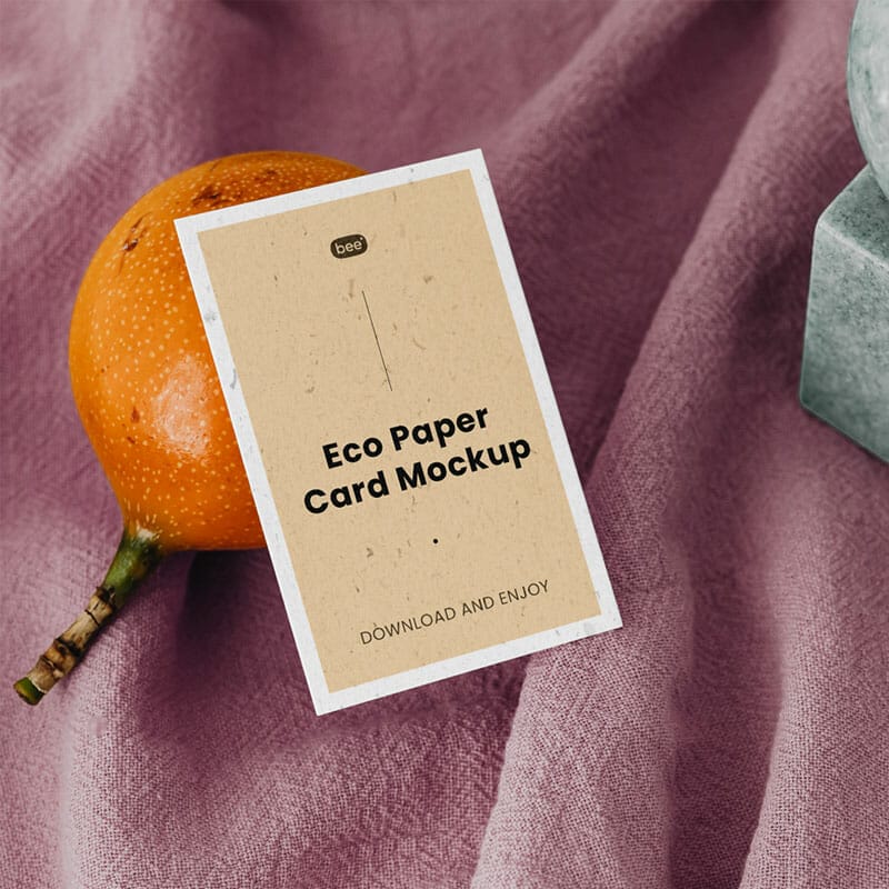 Free Vertical Card With Orange Mockup PSD