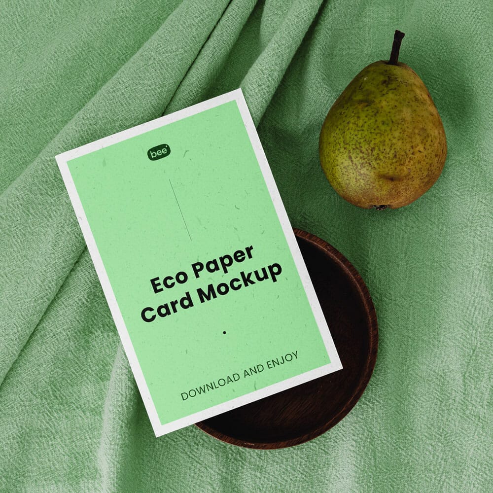 Free Vertical Card With Pear Mockup PSD