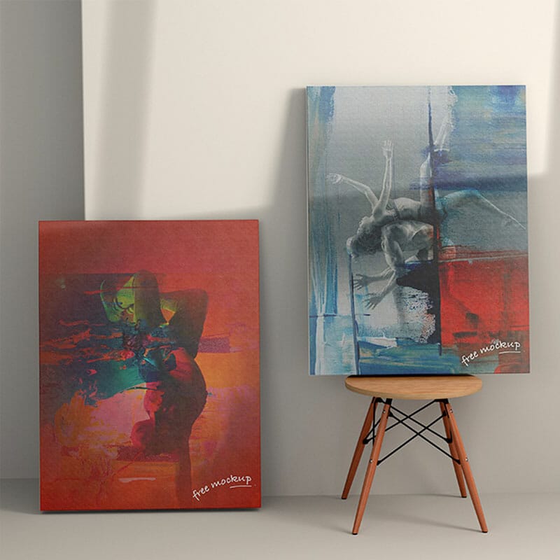 Free Wall Art Canvas Mockup PSD