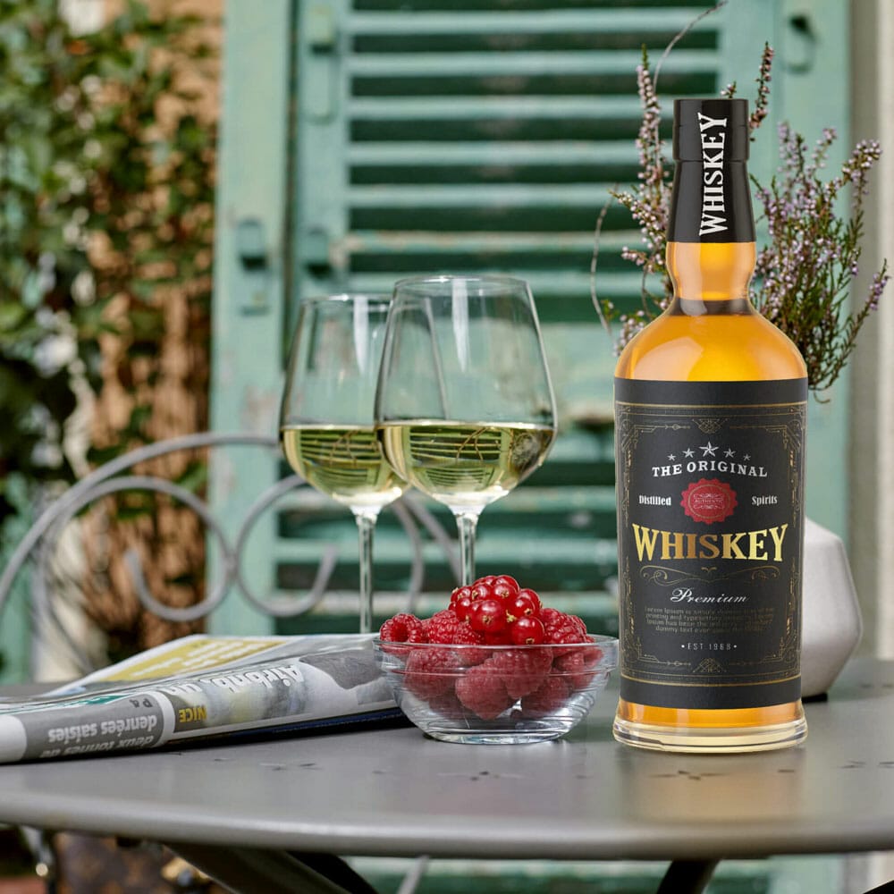 Free Whiskey Bottle Mockup PSD Template