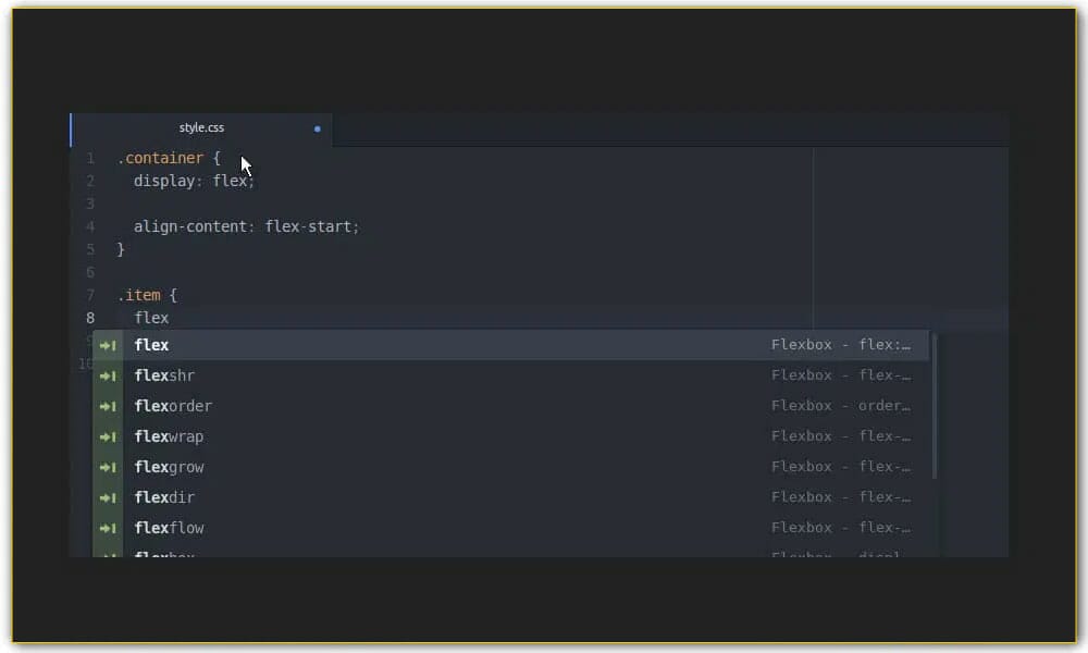 CSS Flexbox snippets for Atom