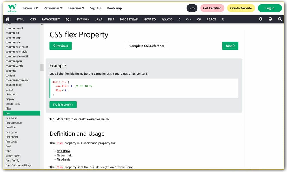 CSS flex Property