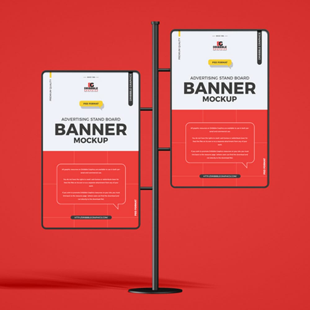 Free Advertising Stand Board Banner Mockup PSD