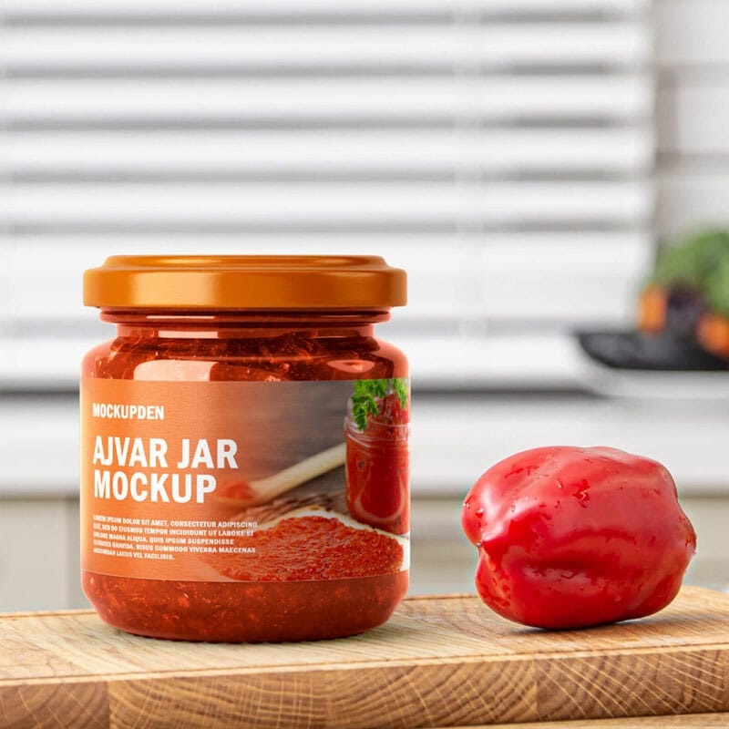 Free Ajvar Jar Mockup PSD Template