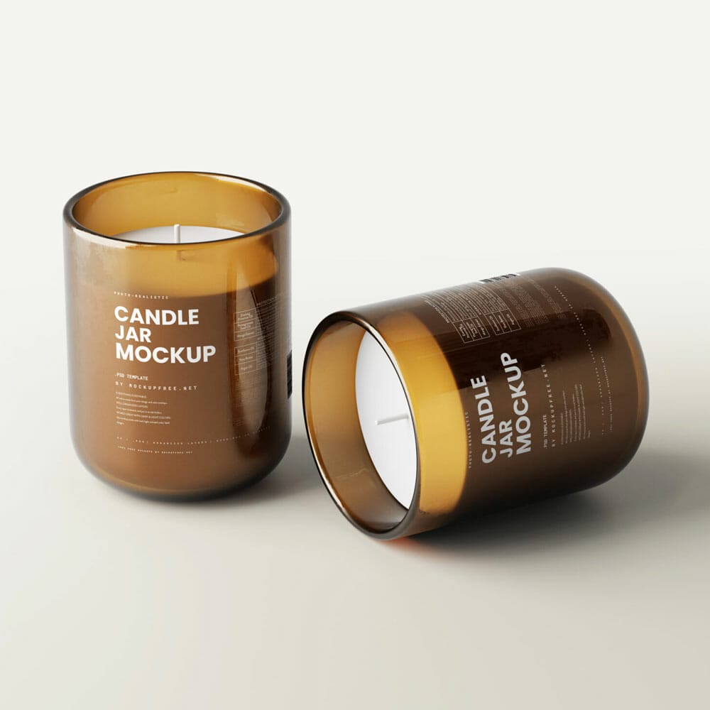 Free Amber Glass Candle Jar Mockup PSD