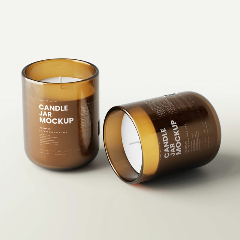 Free Amber Glass Candle Jar Mockup PSD
