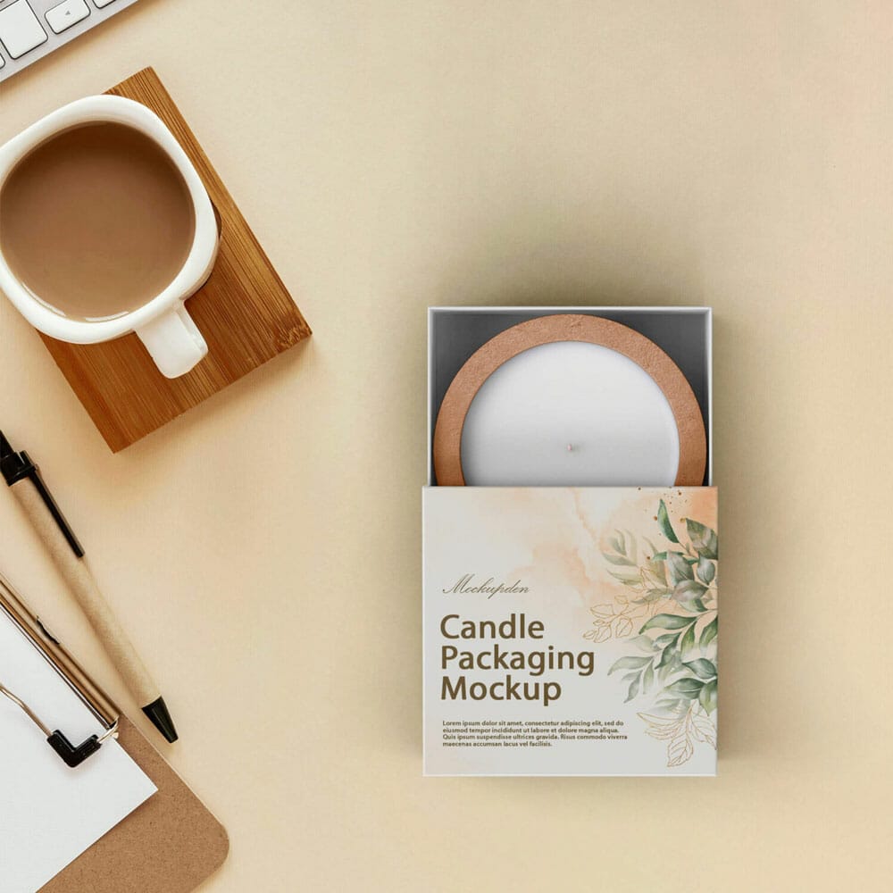 Free Bar Candle Packaging Mockup PSD Template