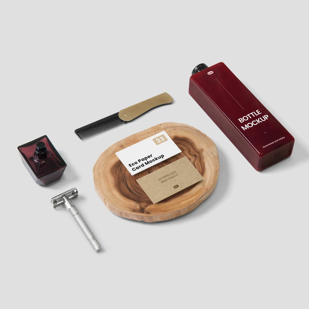 Free Barber Stationery Mockup PSD