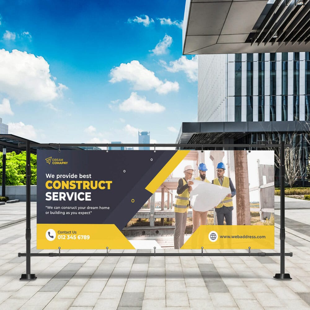 Free Barrier Banner Mockup PSD Template