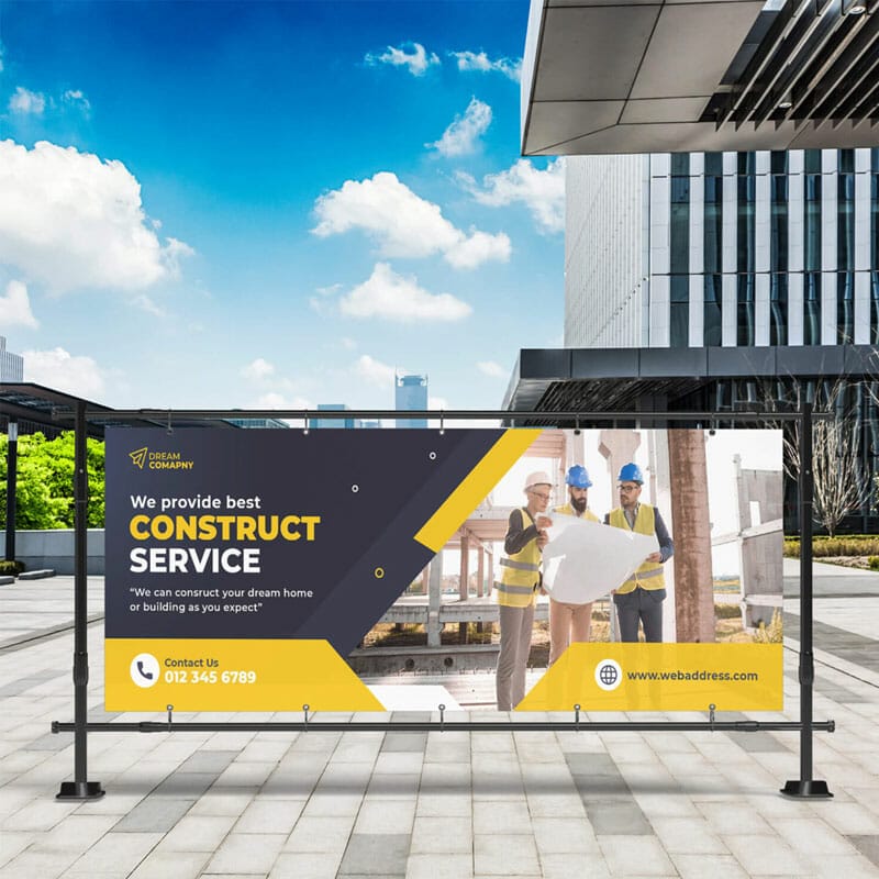 Free Barrier Banner Mockup PSD Template