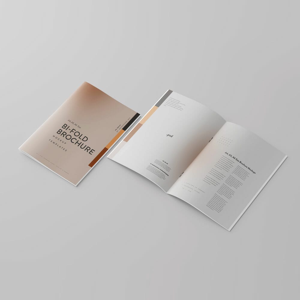 Free Bi-Fold Multiple Pages Brochure Mockups PSD