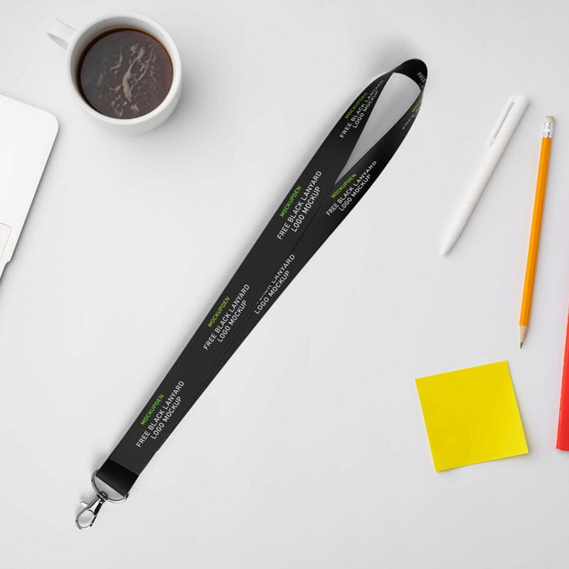 Free Black Lanyard Logo Mockup PSD Template