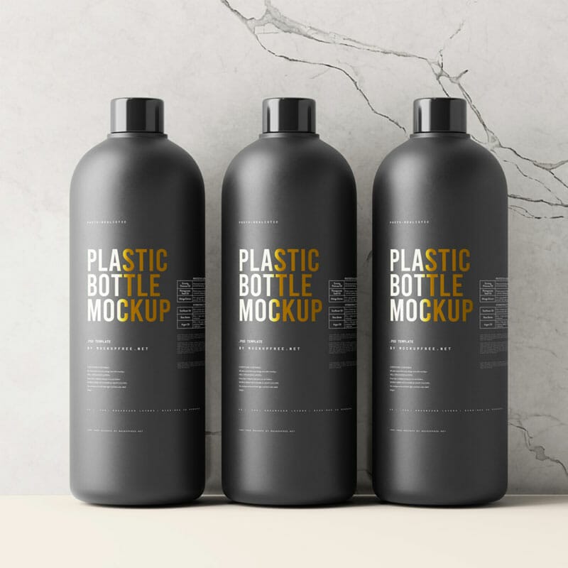 Free Black Plastic Bottle Mockup PSD