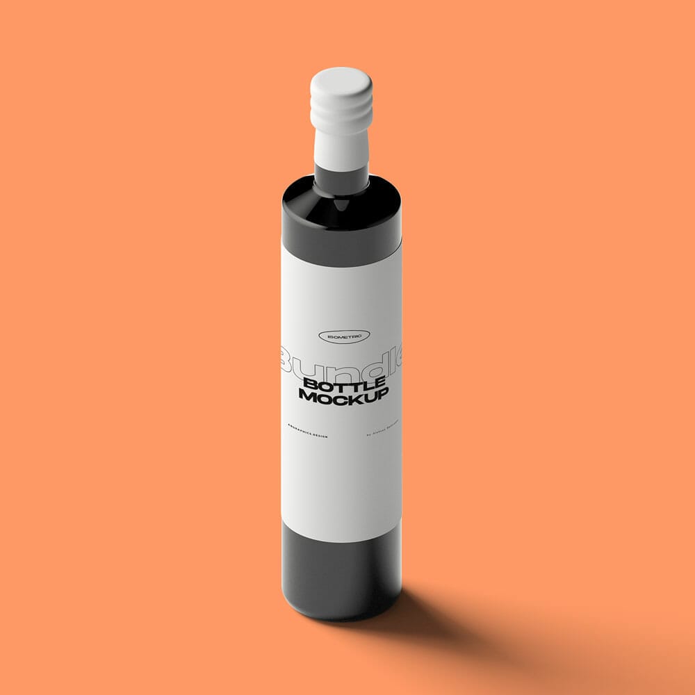 Free Bottle Isometric Mockup PSD
