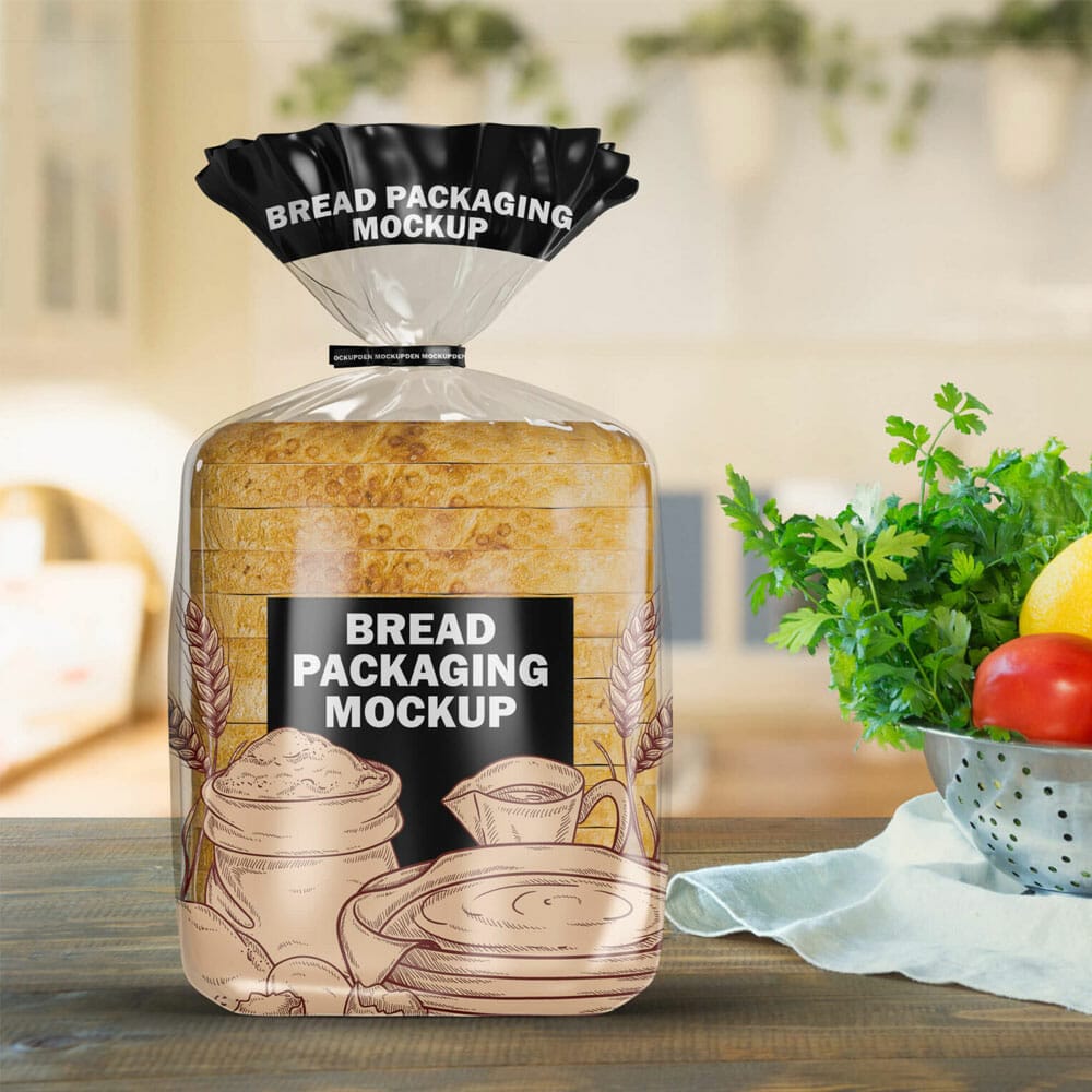 Free Bread Packaging Mockup PSD Template