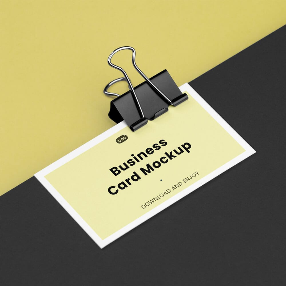 Free Business Card With Clip Mockup PSD