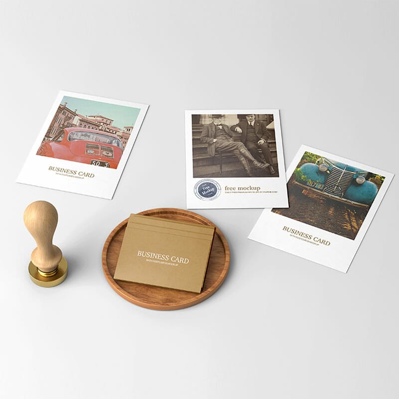 Free Business Card With Postcards Mockup PSD