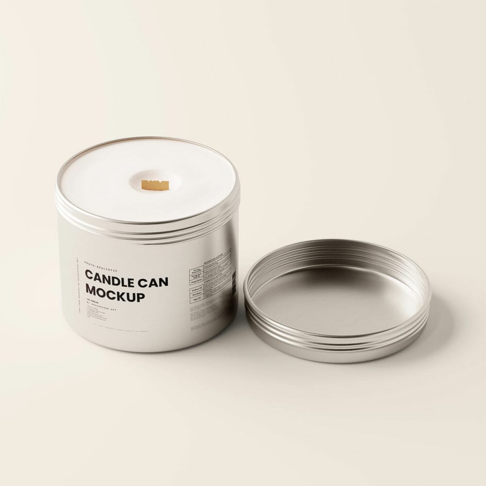 Free Candle Can Mockups PSD