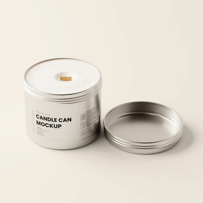 Free Candle Can Mockups PSD