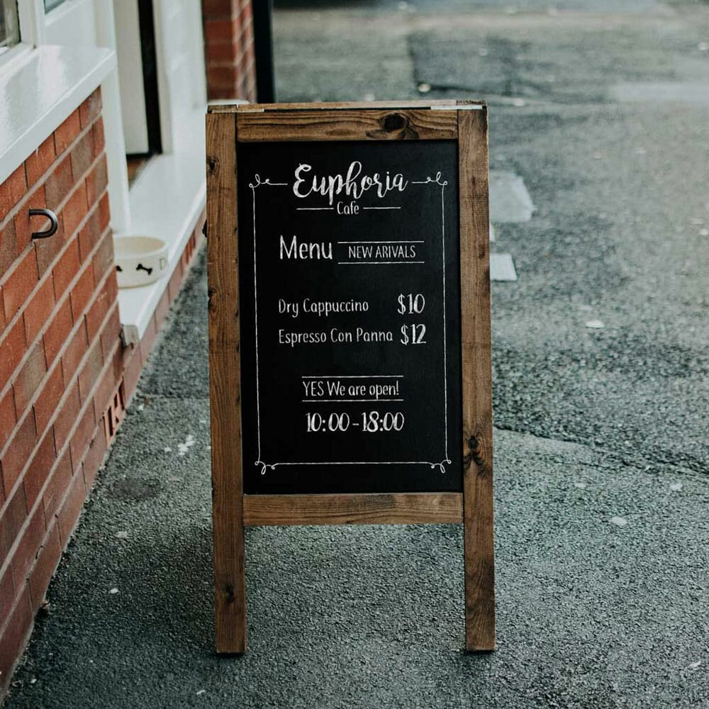 Free Chalkboard A-Stand Mockup PSD
