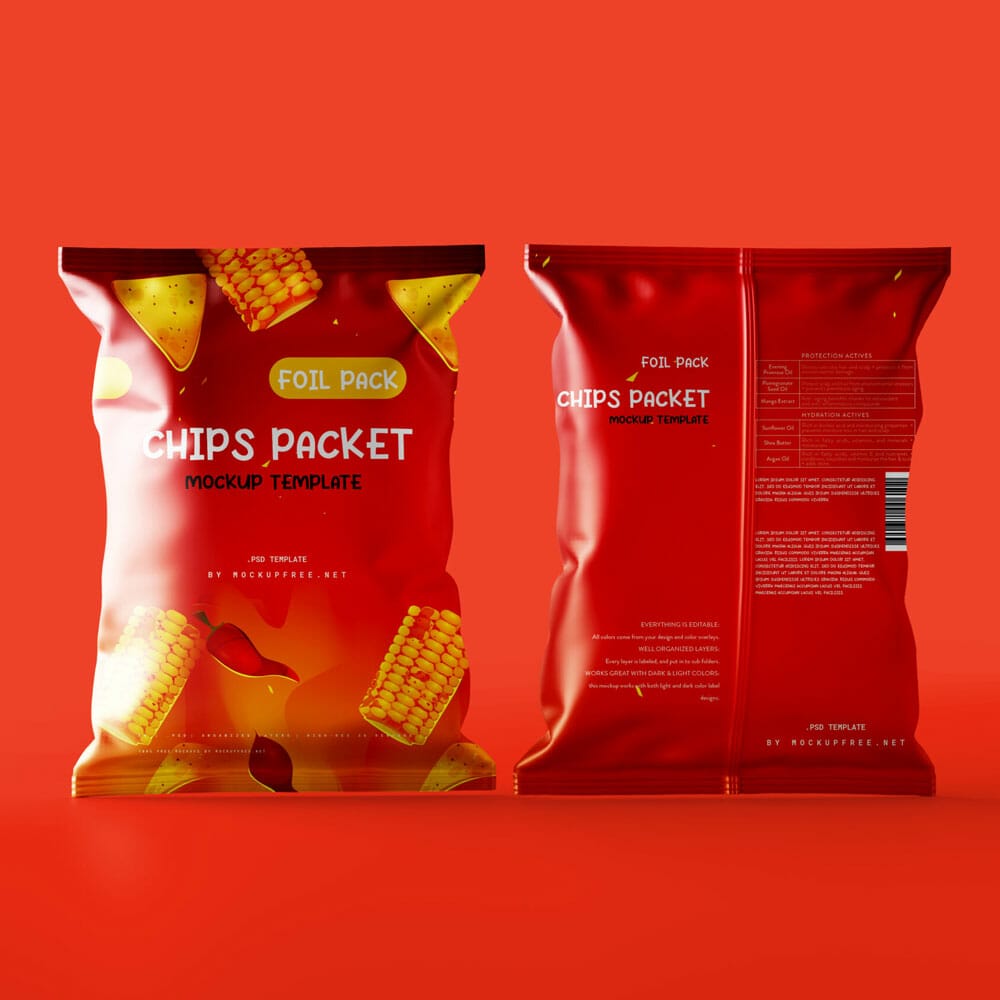 Free Chips Bag Mockup PSD
