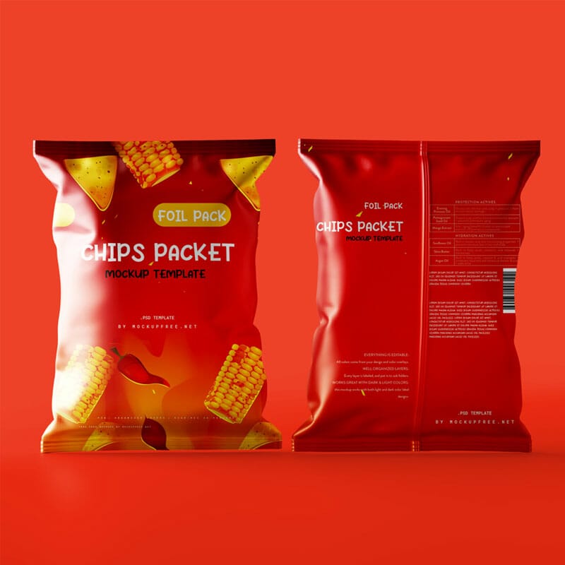 Free Chips Bag Mockup PSD