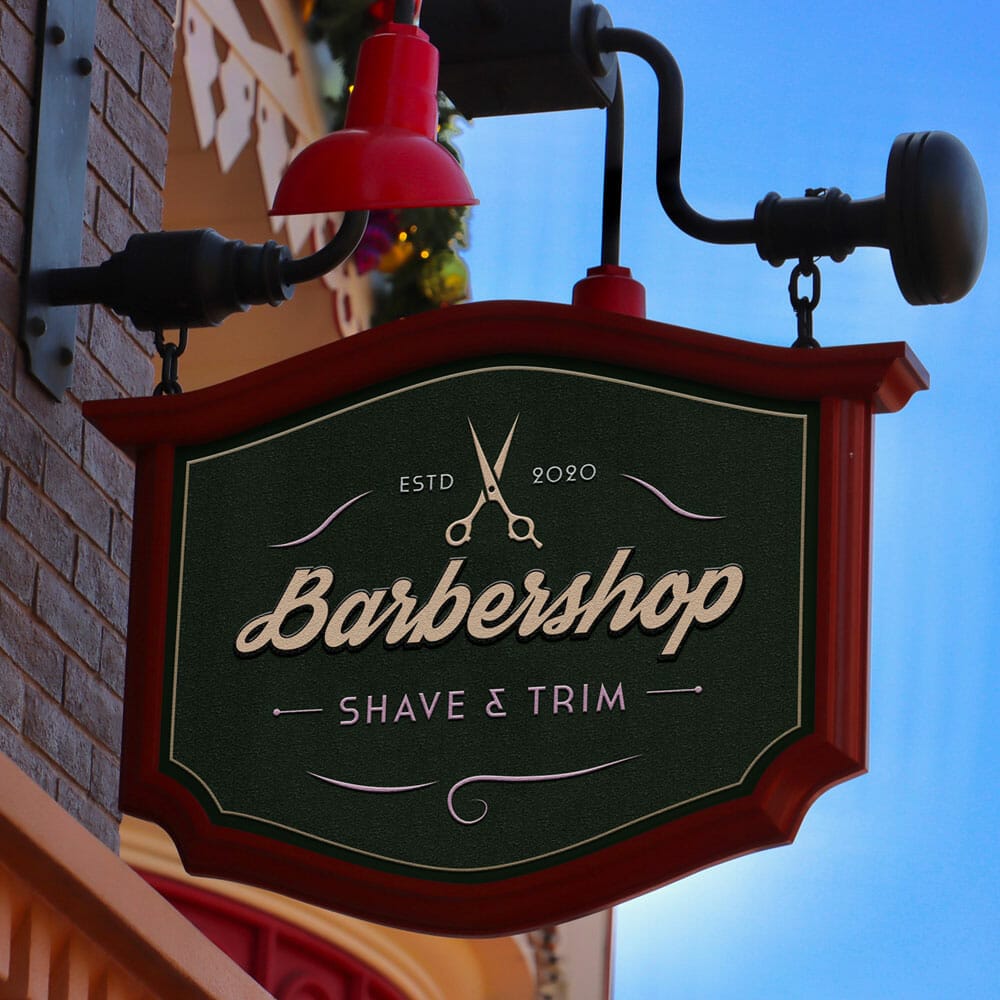 Free Classic Shop Signage Mockup PSD