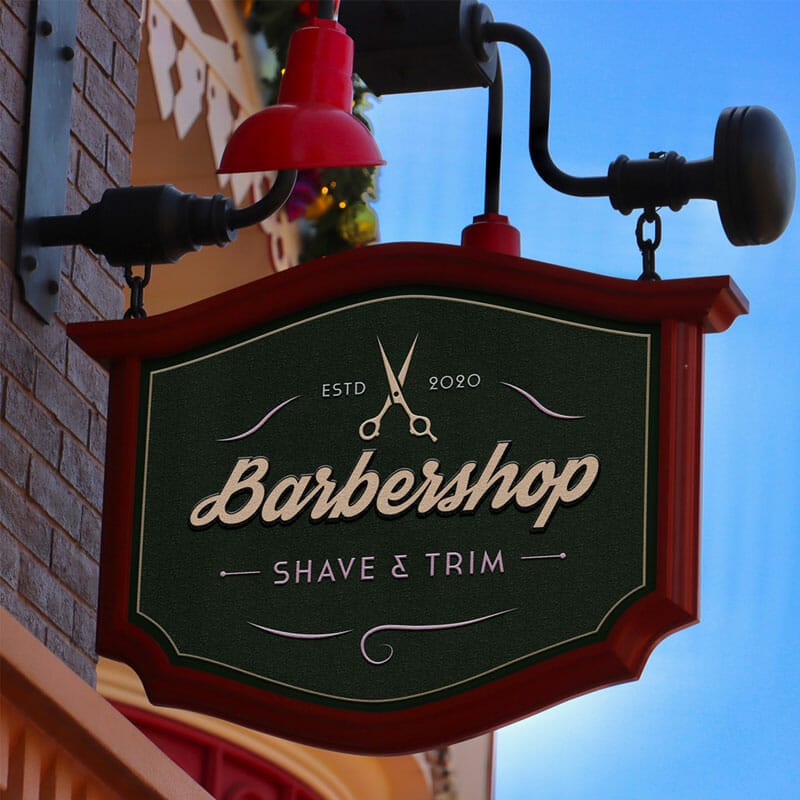 Free Classic Shop Signage Mockup PSD