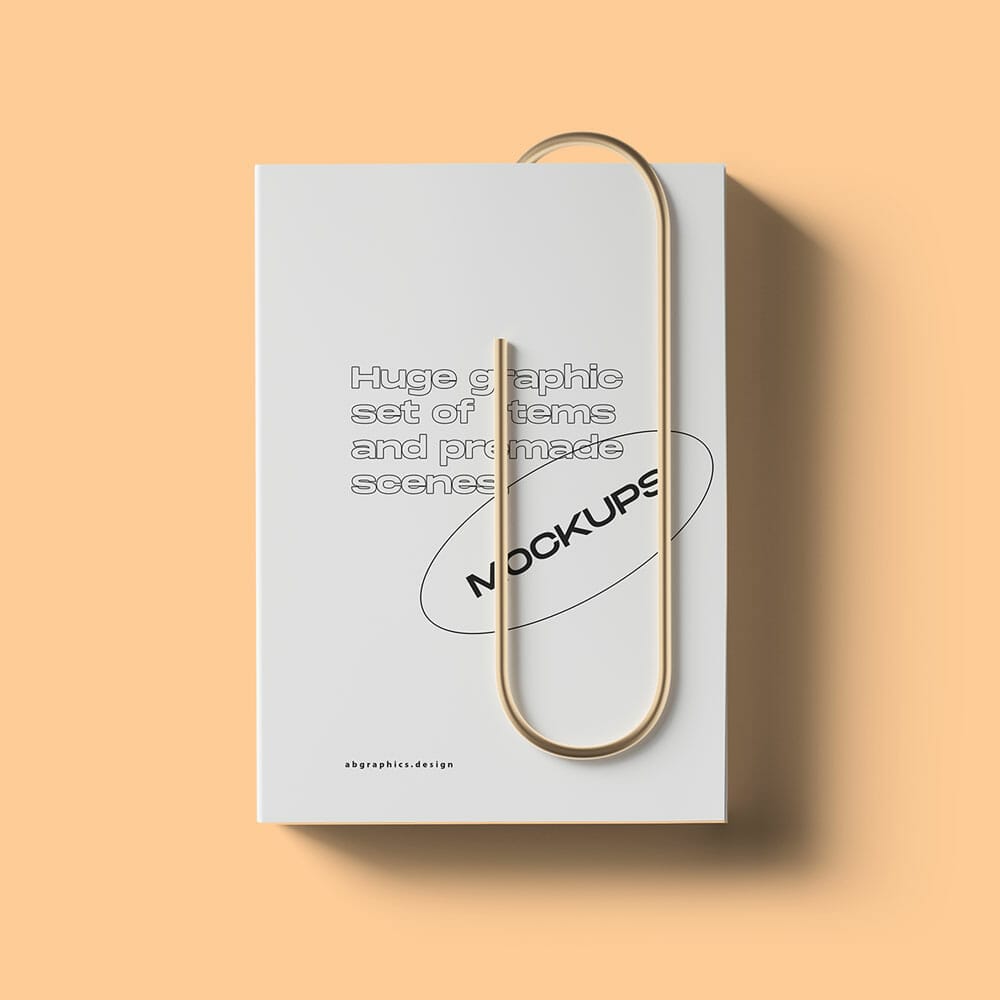 Free Closed Book With Clip Mockup Top View PSD