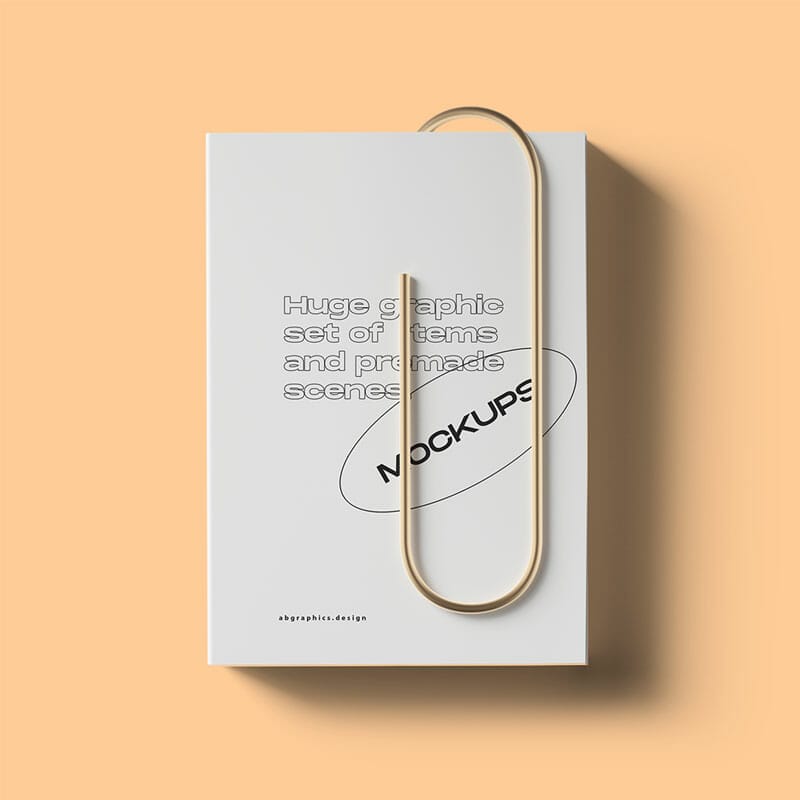 Free Closed Book With Clip Mockup Top View PSD