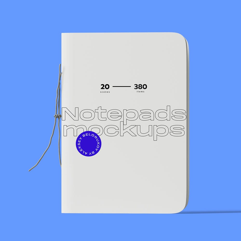 Free Closed Notepad With Rope Mockup Front View PSD