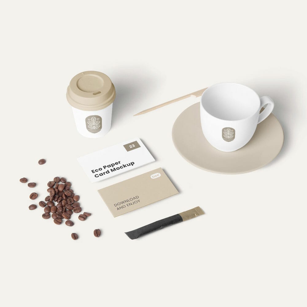 Free Coffee Stationery Mockup PSD