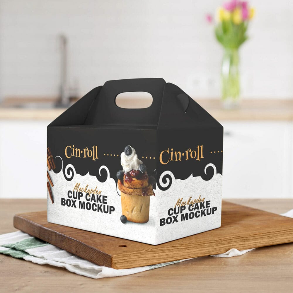 Free Cup Cake Box Mockup PSD Template