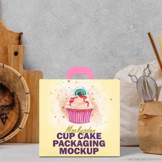 Free Cupcake Packaging Mockup PSD Template
