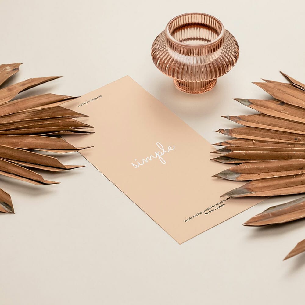 Free DL Flyer With Dried Leafs Mockup PSD