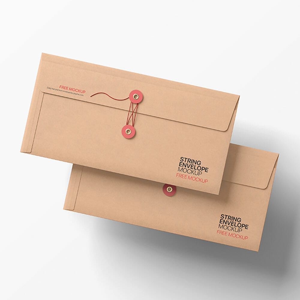 Free DL Size String Envelope PSD Mockup