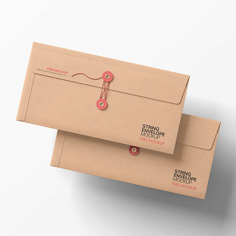 Free DL Size String Envelope PSD Mockup