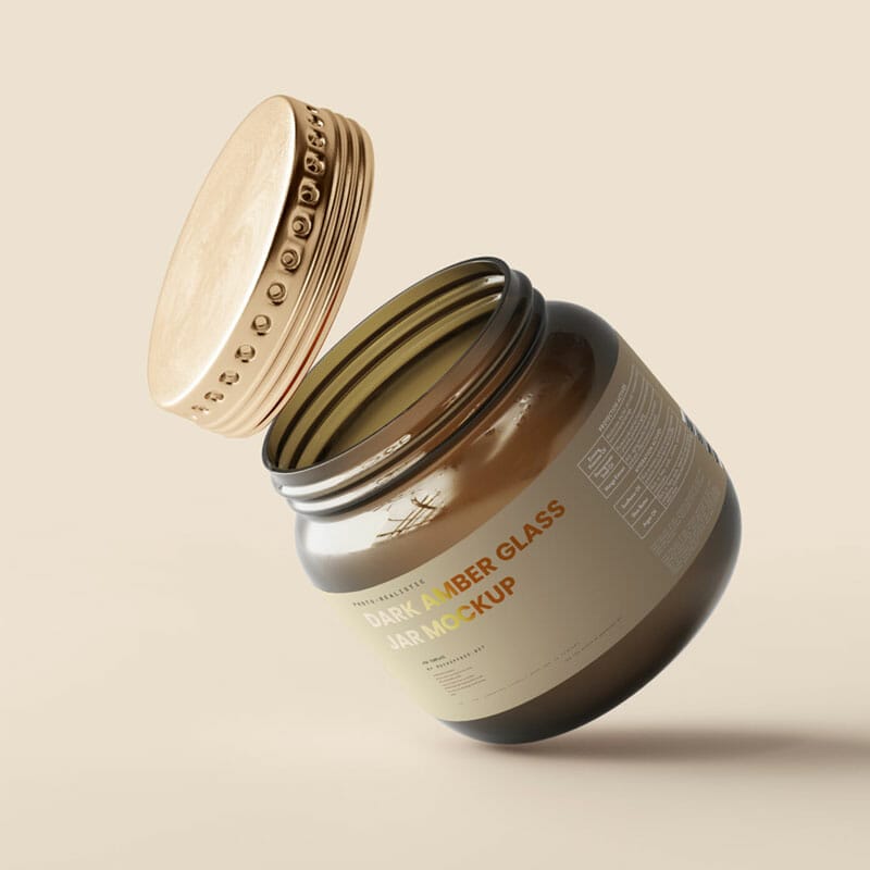 Free Dark Glass Food Jar Mockup PSD
