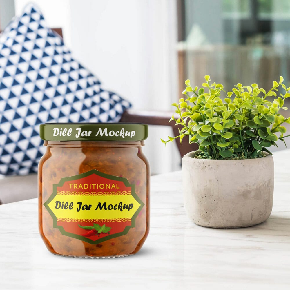 Free Dill Jar Mockup PSD Template