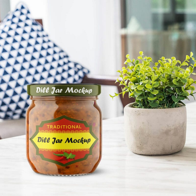 Free Dill Jar Mockup PSD Template