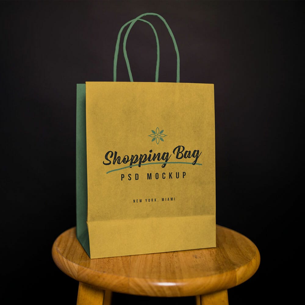Free Disposable Brown Paper Bag Mockup PSD