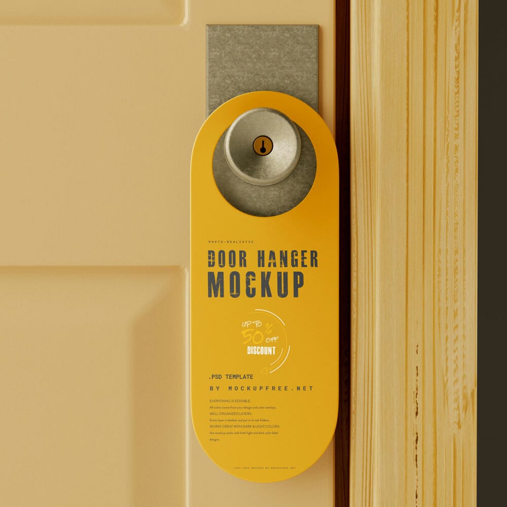 Free Door Hanger Mockup PSD